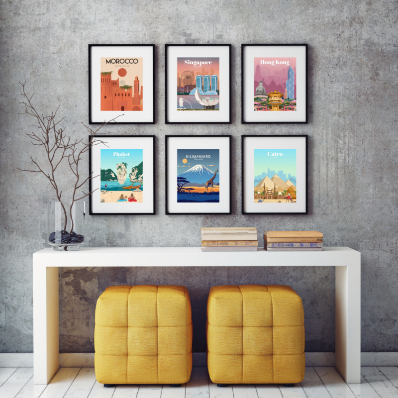 Échos du Monde – Destinations Iconiques en Illustrations Artistiques